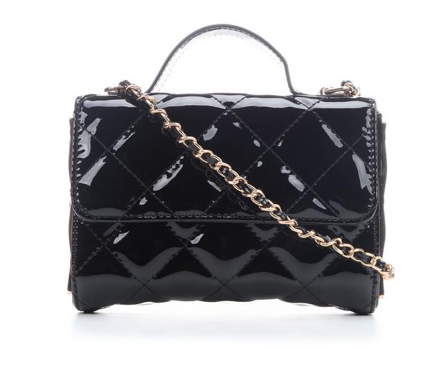 Olivia Miller Quilt Metal Trim Chain Handbag in Black color