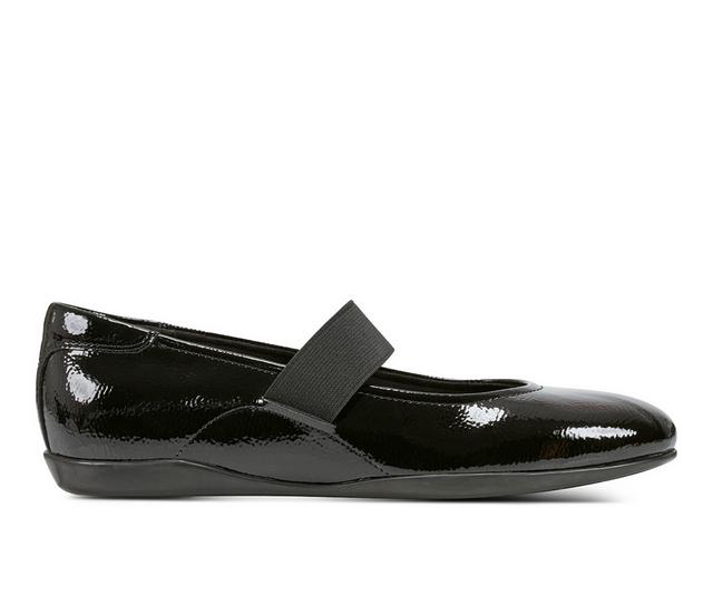 Women's Rockport Aver Mary Jane Flats in Black Patent color