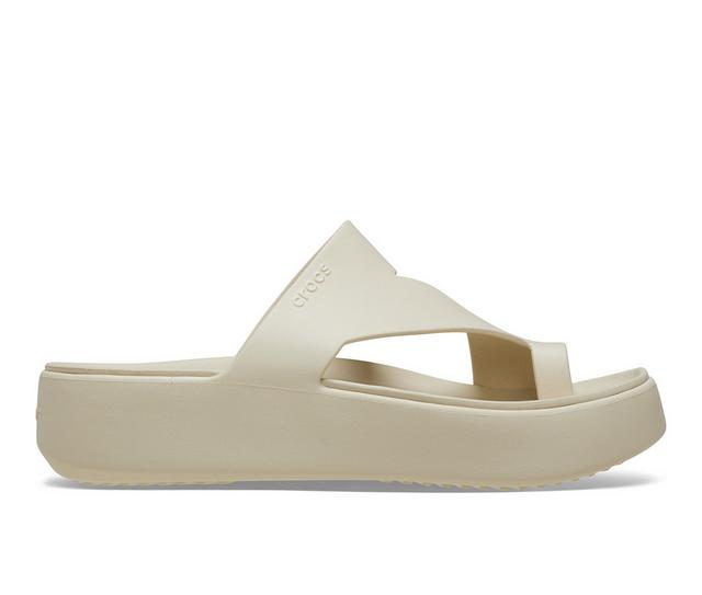 Women's Crocs Getaway Platform Toe Loop in Sandstone color