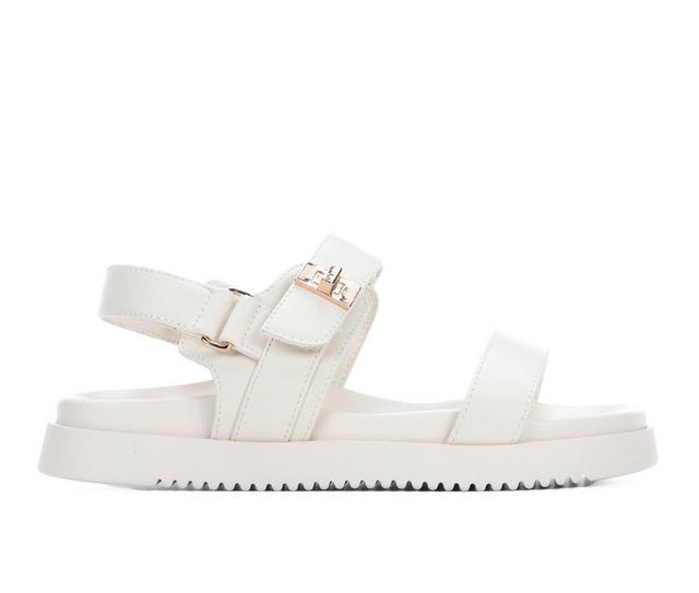 Girls' Soda Little Kid & Big Kid Sofia Footbed Sandals in Bone White color
