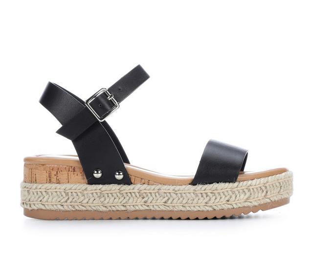 Girls' Soda Little Kid & Big Kid Treasure Wedge Sandals in Black color