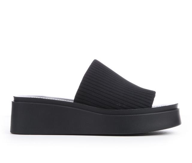 Women's Soda Farley-S Wedge Sandals in Black color