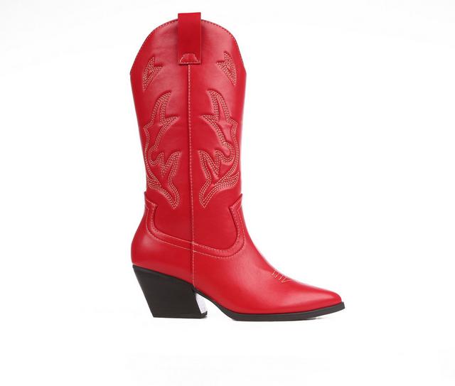 Women's Soda Orville-s Western Boots in Red color