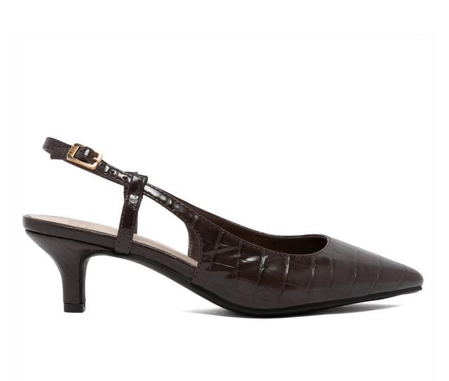 Women's Jones New York Charla Slingback Pumps in Dk Brown Croc color