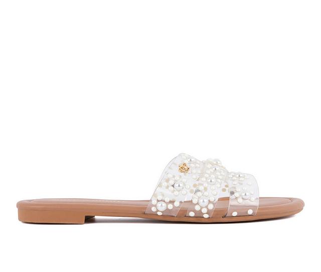 Women's Juicy Zimie Flat Sandals in Clear/Pearl color