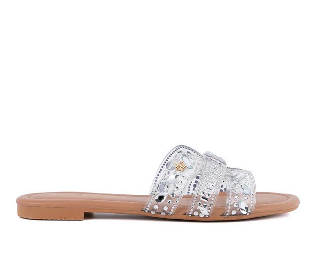 Women's Juicy Zimie Flat Sandals in Clear/Silver color