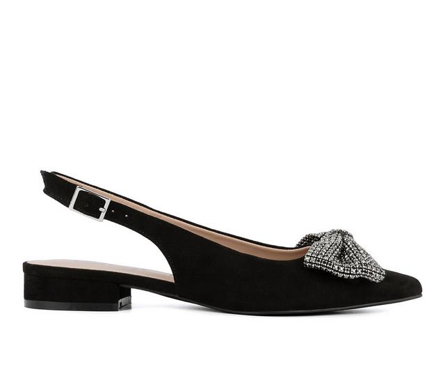 Women's Sugar Clovis Slingback Flats in Black Micro color