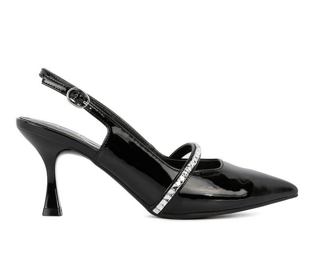 Women's Sugar Dreya Slingback Pumps in Black Patent color