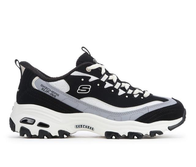 Women's Skechers 150537 Dlites Smooth Slpn Sneakers in Black White color