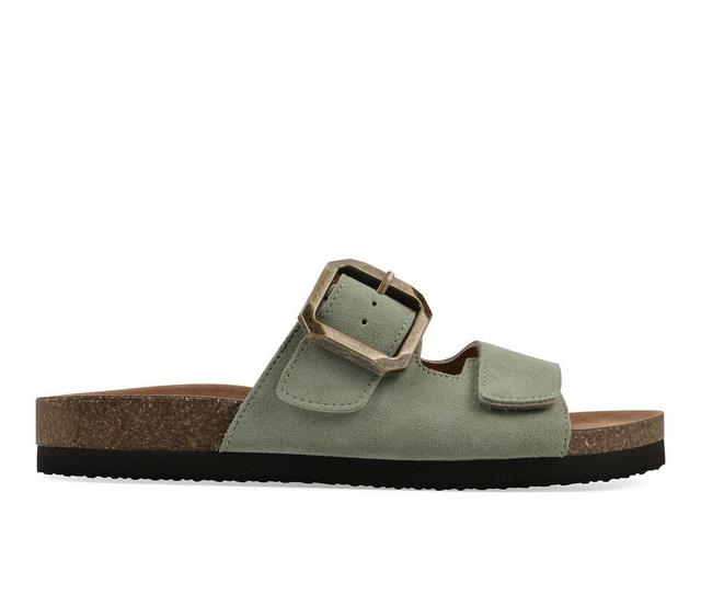 Women's White Mountain Hayloft Footbed Sandals in Sage Green color