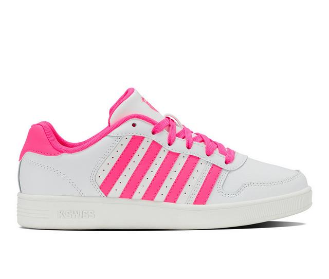 Kids' K-Swiss Big Kid Court Palisades Sneakers in Wht/Hot Pink color