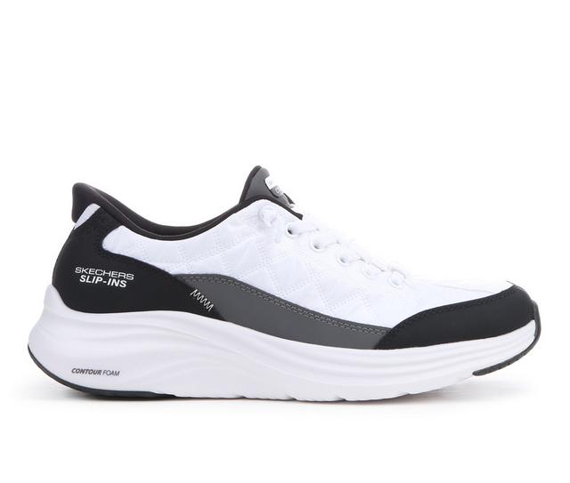 Women's Skechers 150404 Contour Foam Walking Shoes in White/Black color