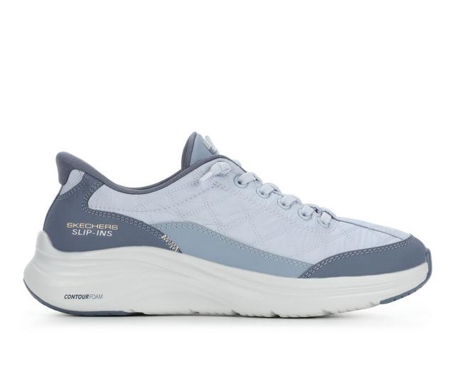 Women's Skechers 150404 Cozy Fit Contour Foam Slip In Walking Shoes in Slate color