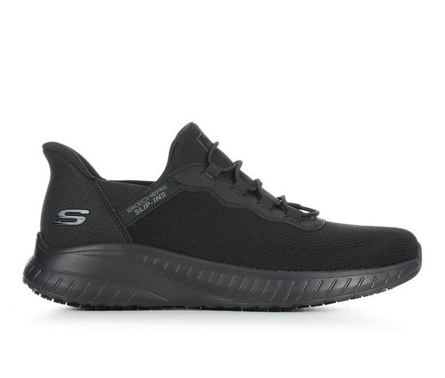 Men's Skechers Work 200254 Squad Chaos Slip In Safety Shoes in Black color