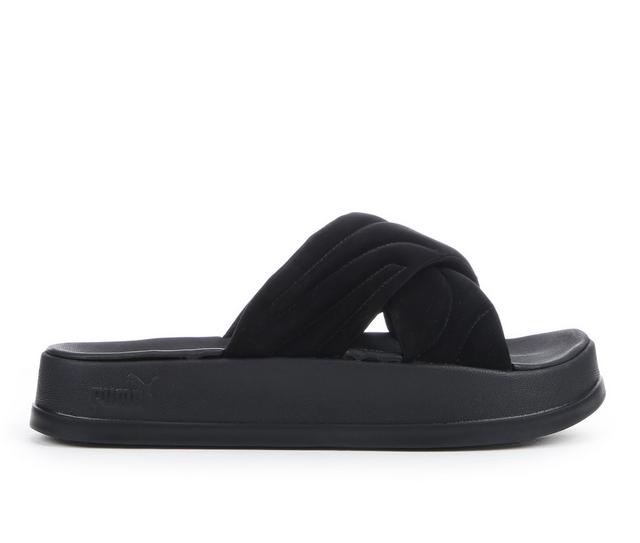 Women's Puma Leadcat Platform Sport Slides in Black color