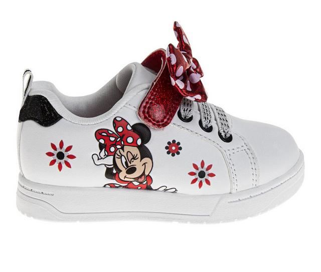 Girls' Disney Toddler Minnie Mouse Dots & Bow Sneakers in White/Red color