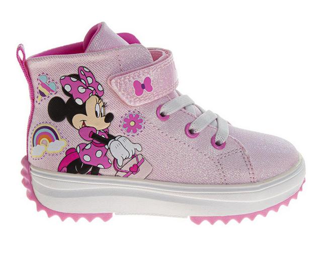 Girls' Disney Toddler Minnie Mouse Glitter Hi Top Sneakers in Pink color