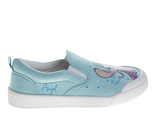 Women's Disney Stitch & Angel Slip On Shoes in Blue/Pink color