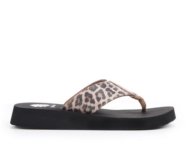 Women's Yellow Box Ferlia Flip-Flops in Natural Leopard color