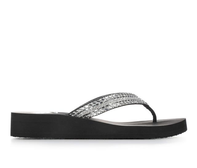 Women's Yellow Box Jovina Wedge Flip-Flops in Clear color