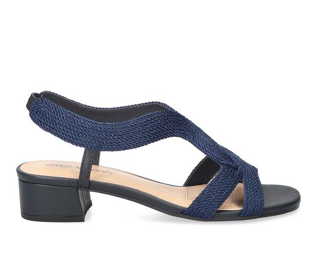 Women's Easy Street Festival Heeled Sandals in Navy Woven color