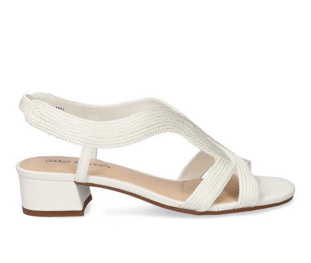 Women's Easy Street Festival Heeled Sandals in White Woven color