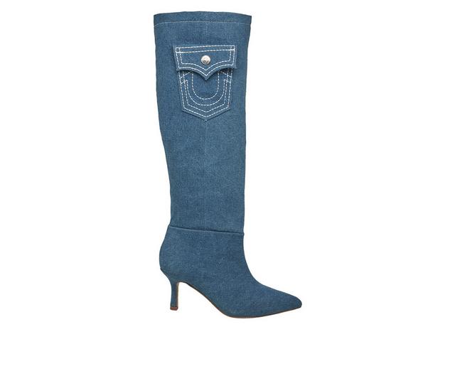 Women's True Religion Cookie Knee High Boots in Lt Denim color