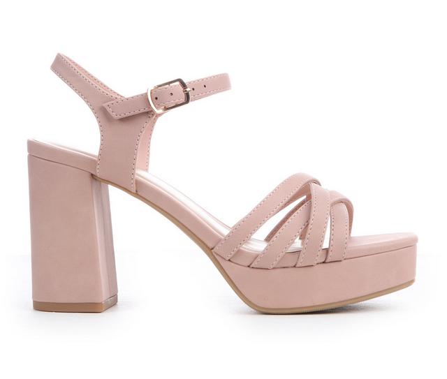 Women's Y-Not Loona-S Block Heels in Pale Mauve color