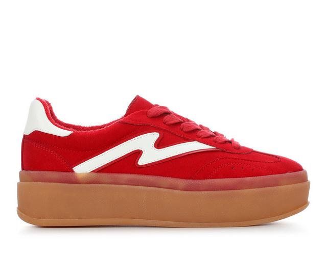 Women's Madden Girl Mightty Platform Sneakers in Red Multi color