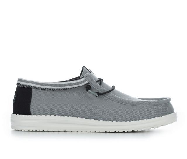 Men's HEYDUDE Wally Letterman Casual Shoes in Light Grey/Wht color