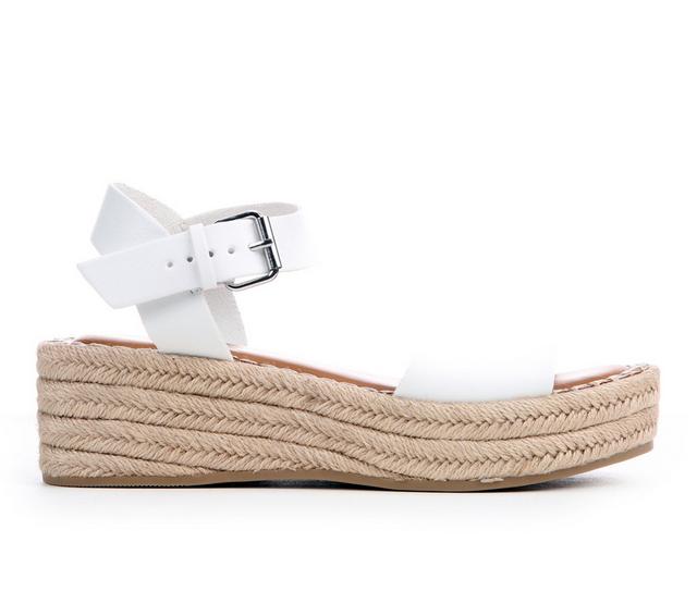 Women's Vintage 7 Eight Luck Wedge Sandals in White color