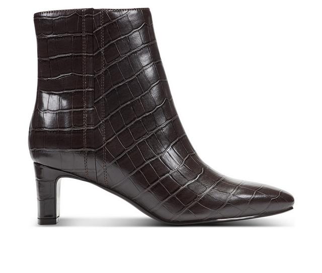 Women's Rockport Marisa Booties in Dk Brown Croco color