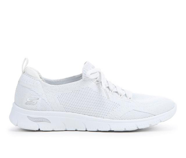 Women's Skechers Arch Fit Refine Opal 104682 Comfort Shoes in White / Silver color