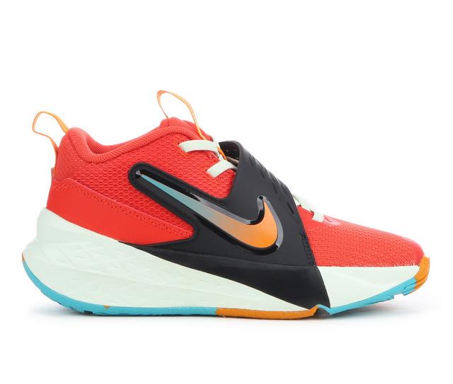 Boys' Nike Little Kid Team Hustle D12 Basketball Shoes in Red/Orng/Volt color