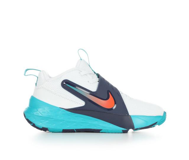 Boys' Nike Little Kid Team Hustle D12 Basketball Shoes in Summit Wht/Orng color
