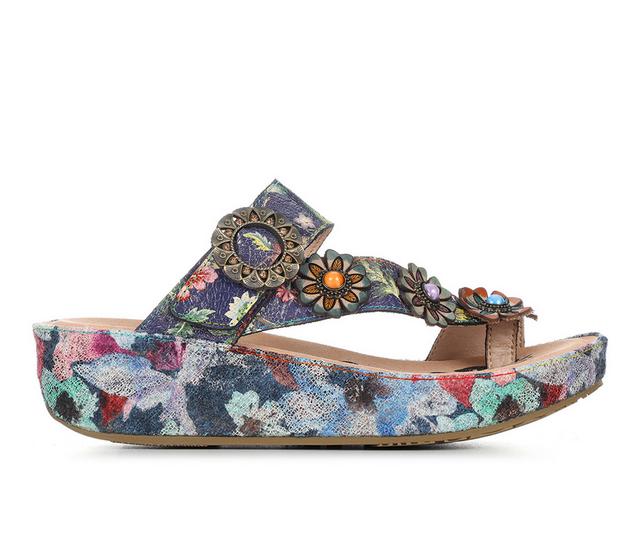 Women's L'Artiste Blissbloom Wedge Sandals in Navy Multi color