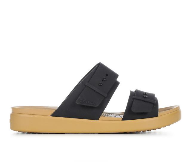 Women's Crocs Brooklyn Low Low Sandals in Black Tan color
