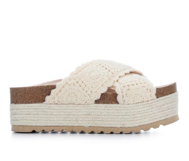 Women's Dirty Laundry Pastille Platform Footbed Sandals in Natural color