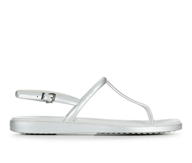 Women's Crocs Miami Thong Flip Metallic in Silver color