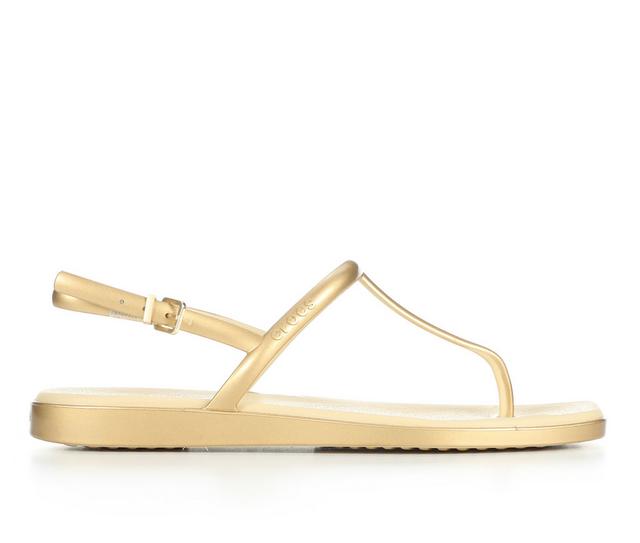 Women's Crocs Miami Thong Flip Metallic in Gold color