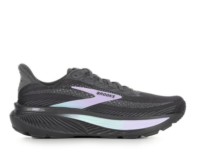 Women's Brooks Ghost 17 Running Shoes in Gry/Clr/Purp color