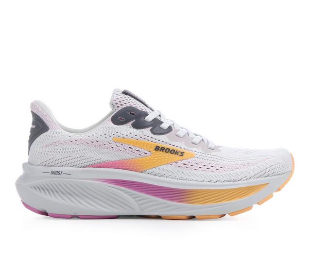 Women's Brooks Ghost 17 Running Shoes in Oyster/Pink color