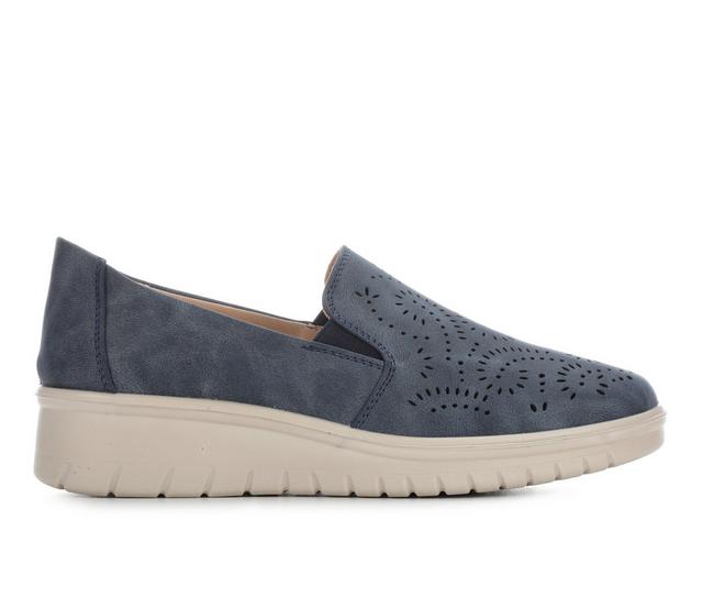 Women's Easy Street Ying Ying Slip-On Wedge Shoes in Navy color
