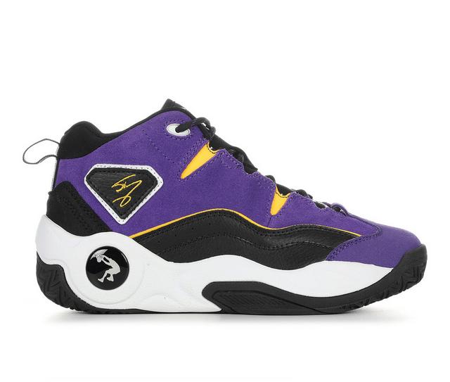 Boys' Shaq Shaq Hall of Fame Little Kid Basketball Shoes in Purpl/Bl/Yw color