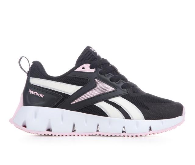 Girls' Reebok Little Kid & Big Kid Zig Vector Running Shoes in Blk/Berry/Wht color