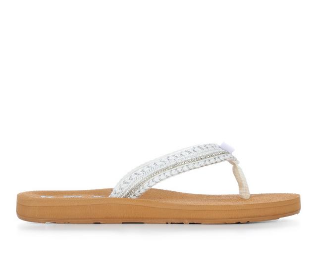 Women's Roxy Tidepool Bling Flip-Flops in Silver color