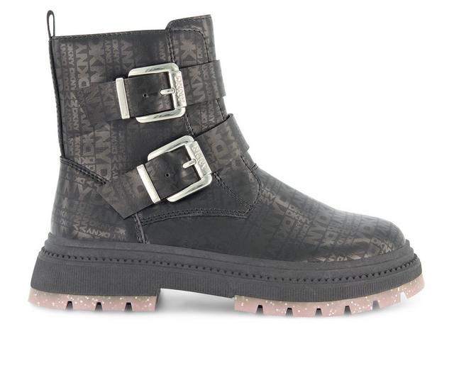 Girls' DKNY Little Kid & Big Kid Crissa Buckles Moto Boots in Black/Pink color