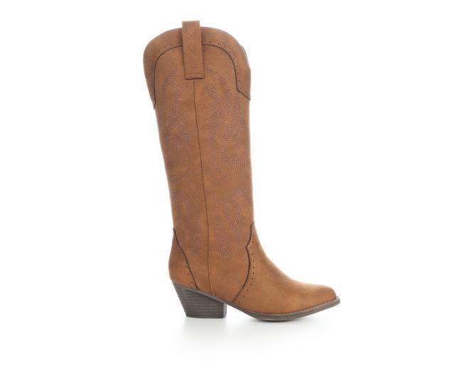Women's Sugar Two-Step Knee-High Western Boots in Cognac color