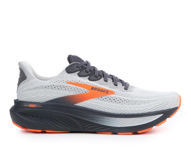 Men's Brooks Ghost 17 Running Shoes in Gry/Blk/Orange color