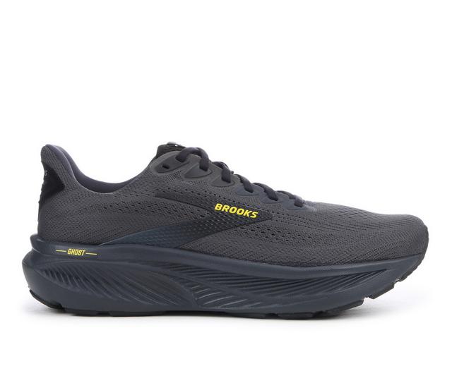 Men's Brooks Ghost 17 Running Shoes in Black/Yellow color